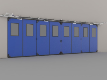 Промышленные складные ворота с нижней направляющей 26000х2000